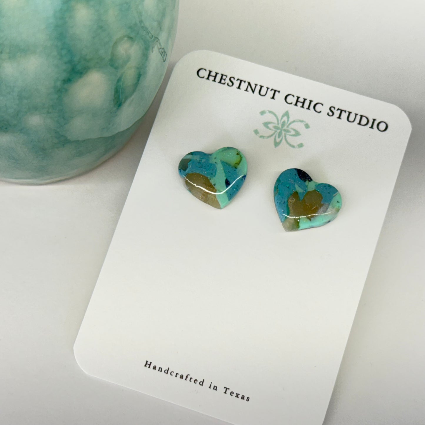 Texas Turquoise Small Heart Earrings