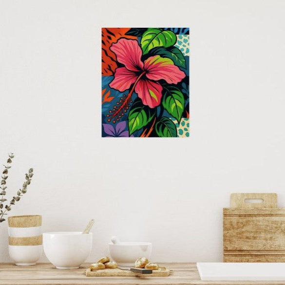 Bring the spirit of Hawaii into your space with this original artwork, inspired by my own photography of this brilliant Pink Hibiscus Flower. Vivid colors and playful energy make this piece a striking addition that brightens any room and compliments any decor.
