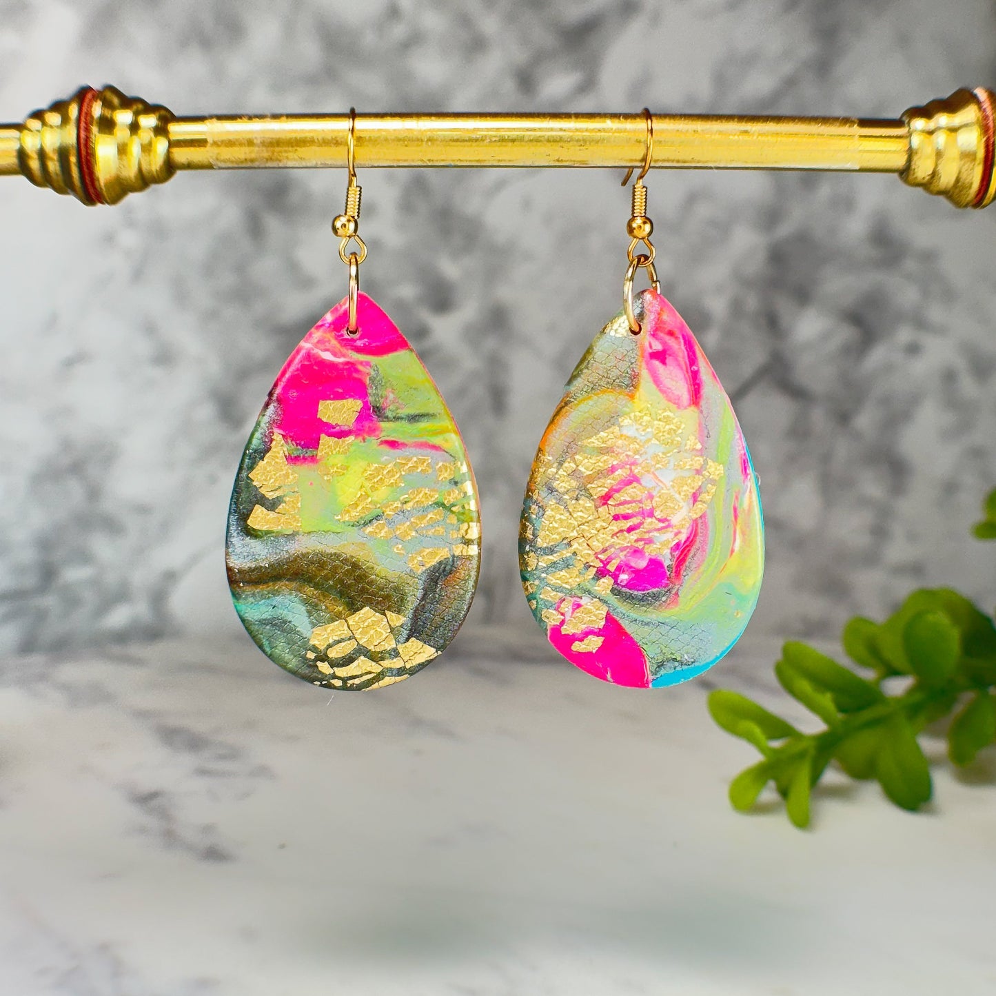 Austin Pink Drop Earrings in Gold