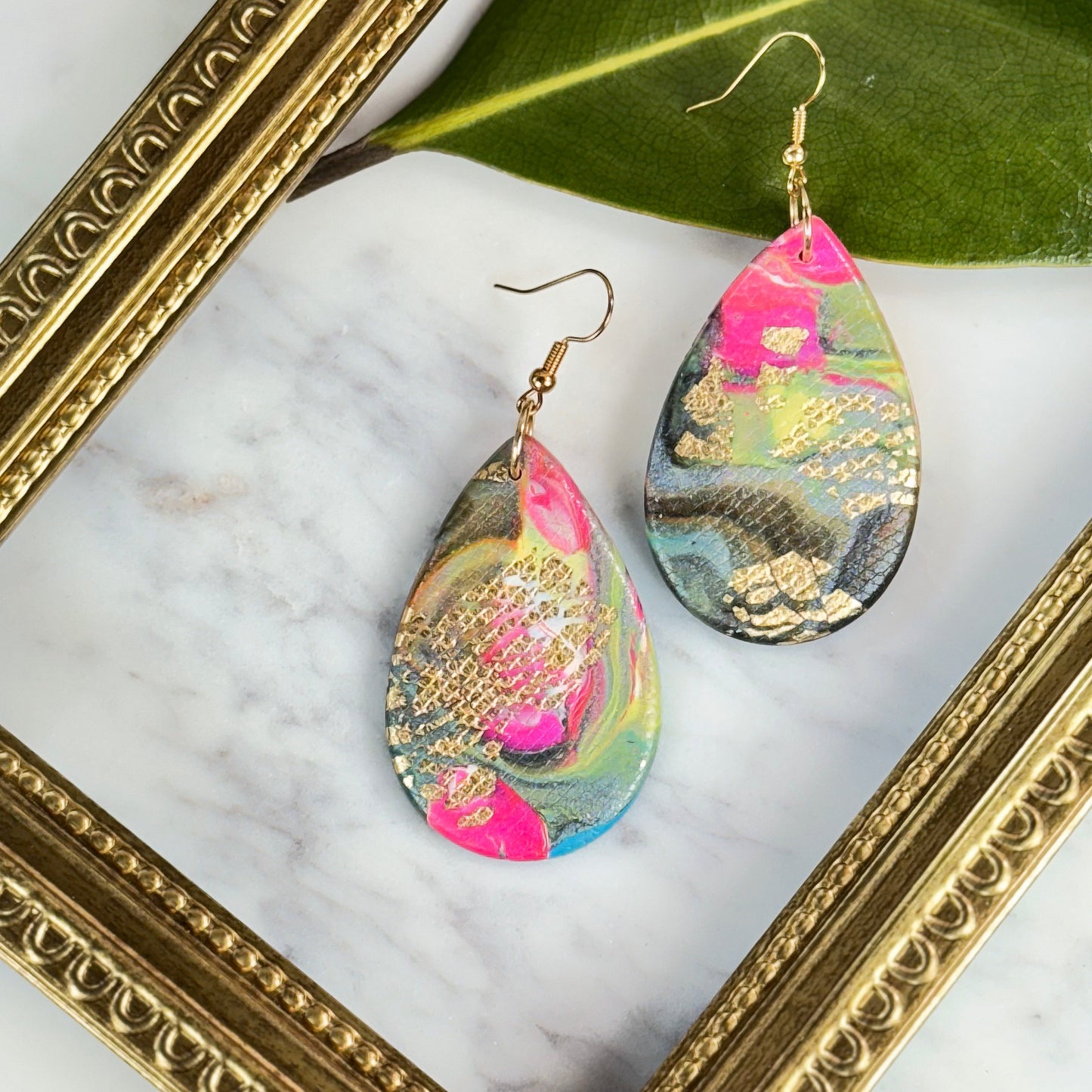 Austin Pink Drop Earrings in Gold