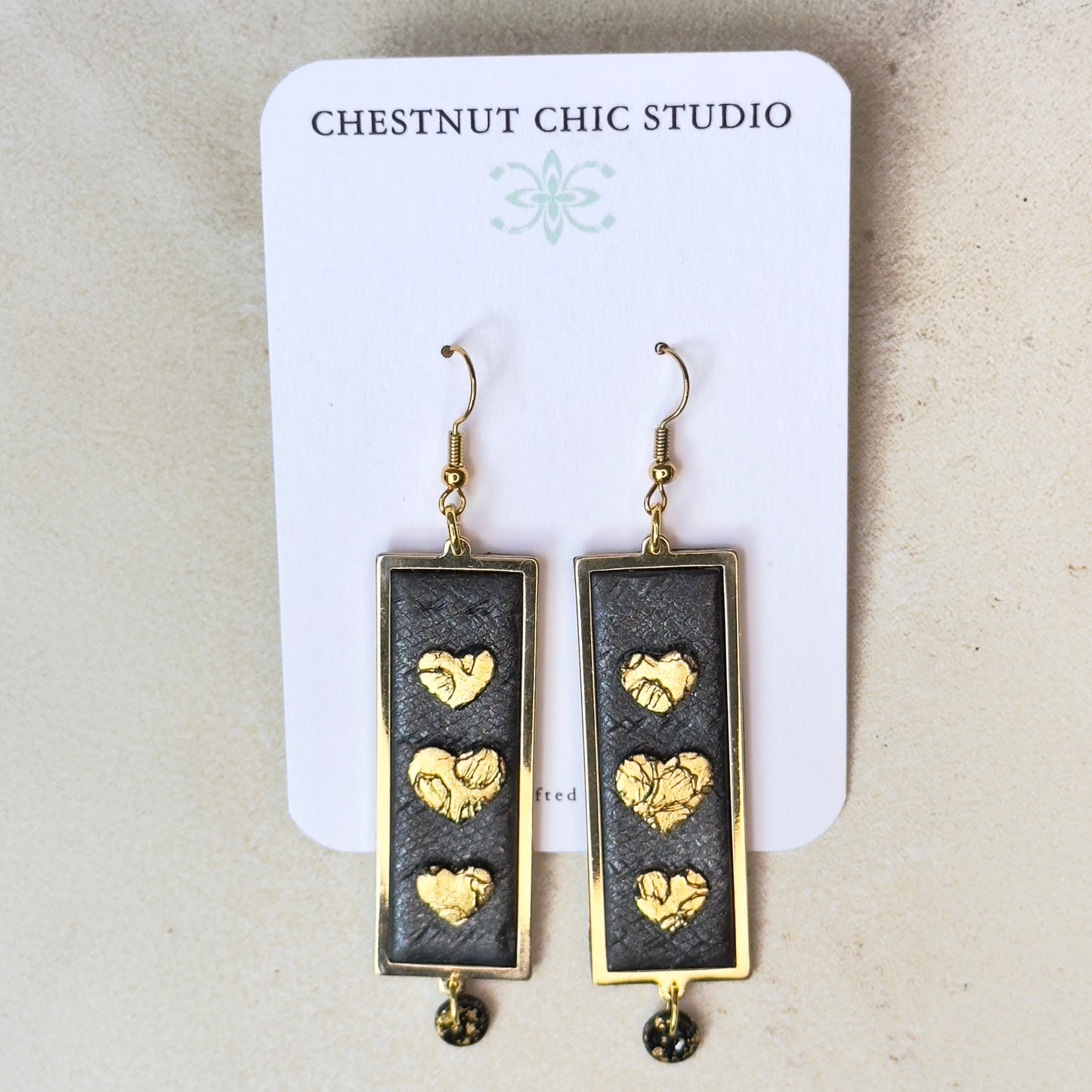 Modern Heart Earrings, Clay Heart Earrings, Gold Heart Earrings
