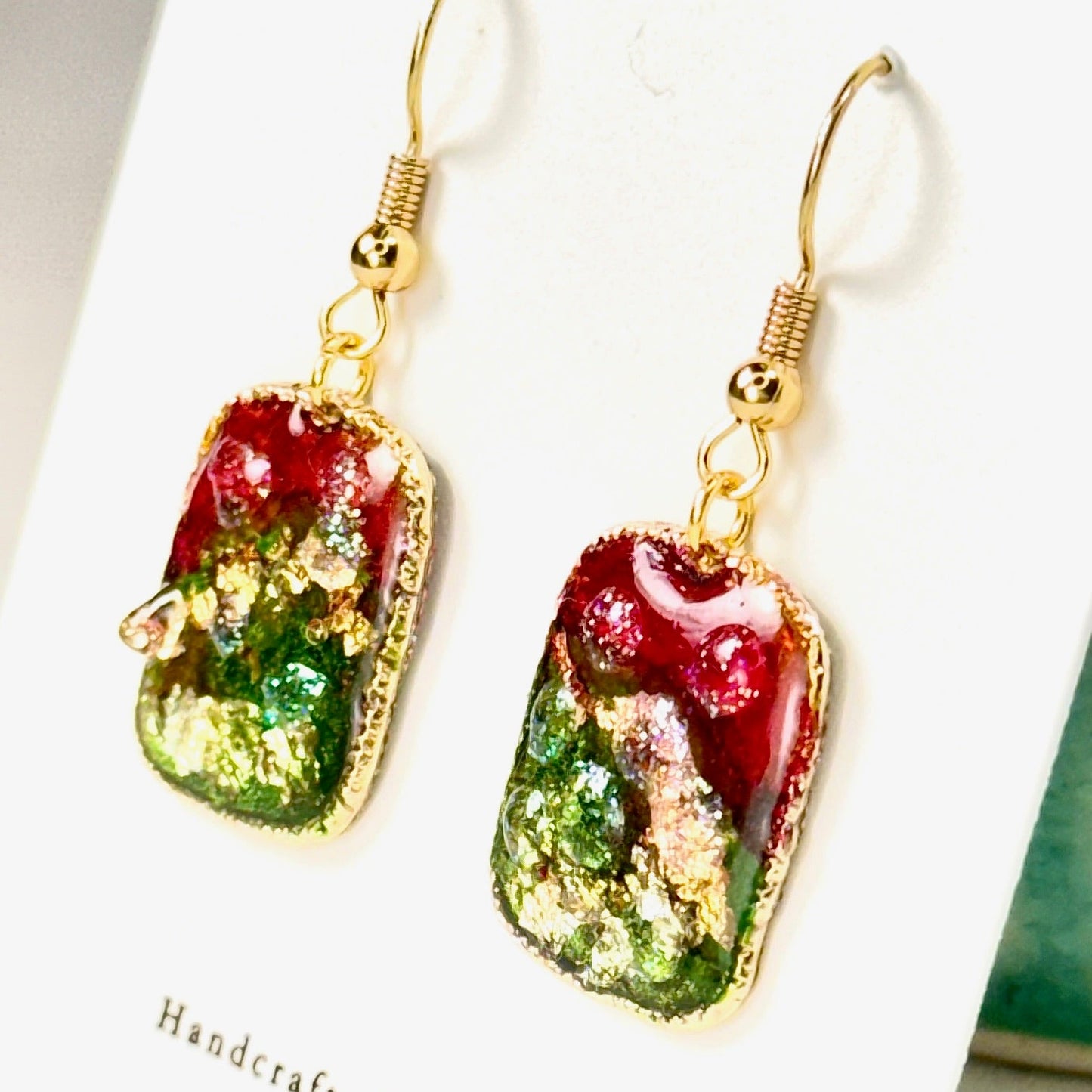 Christmas Red Green & Gold Sparkle Earrings Chestnut Chic Studio