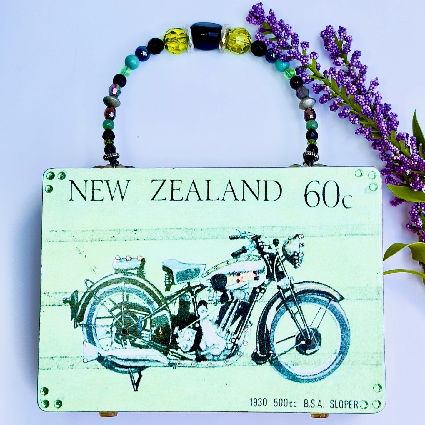 Chestnut Chic Studio Cigar Box Purse, Motorsports Purse, Motorcycle Handbag