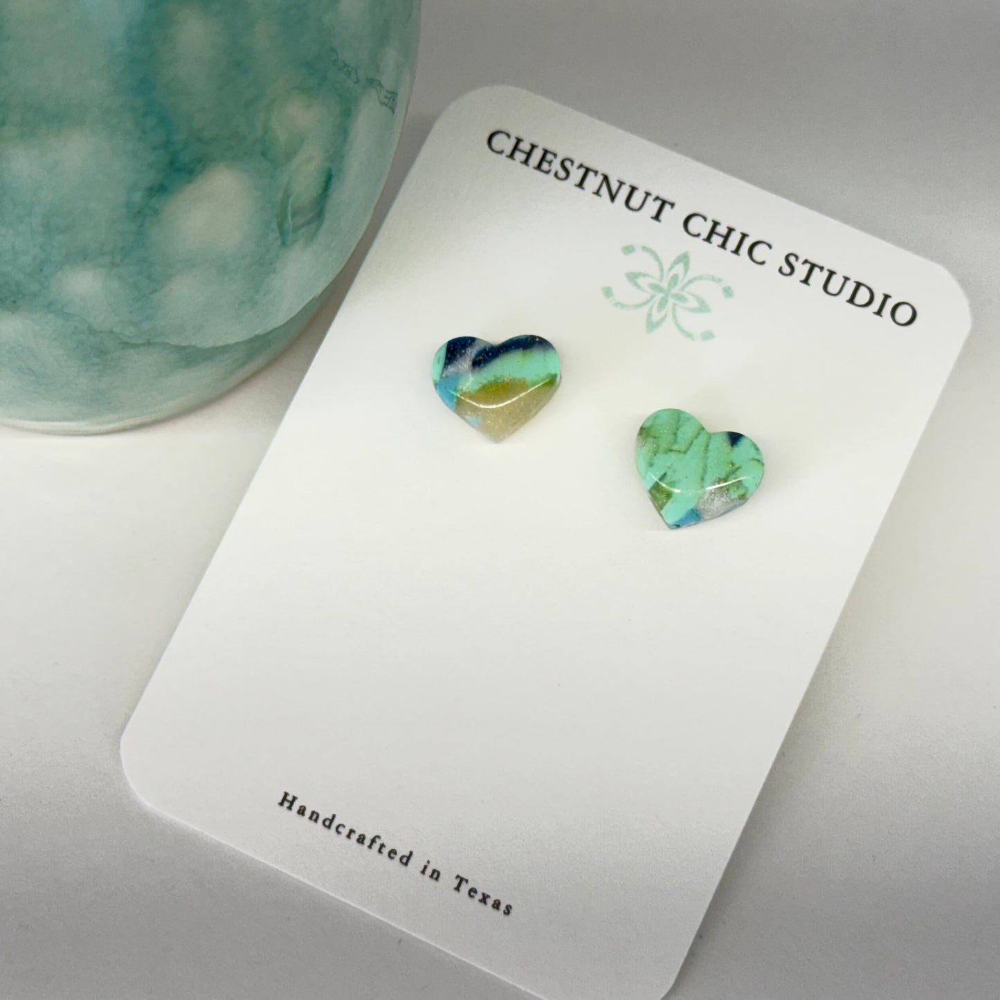 Texas Turquoise Heart Earrings