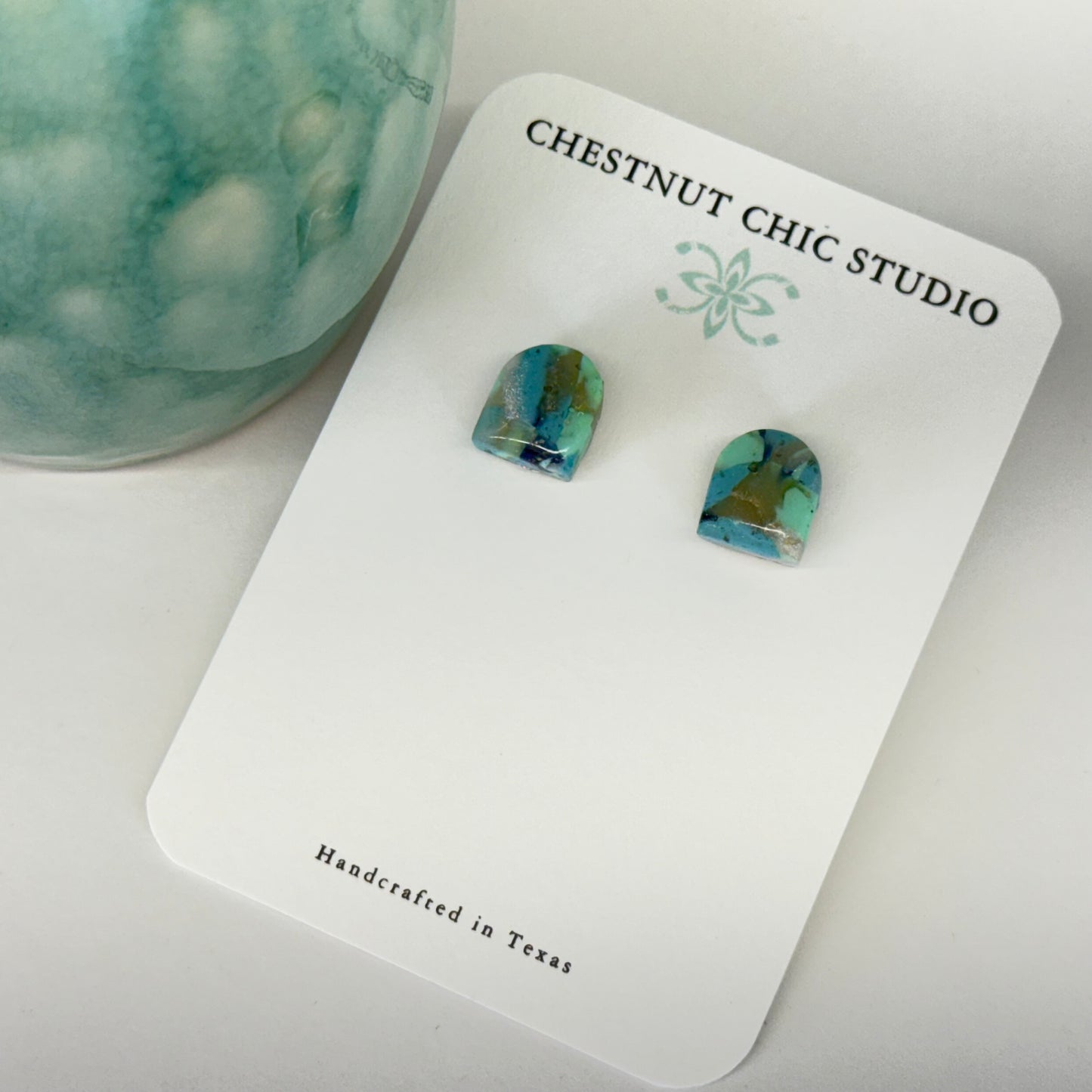 Texas Turquoise Arch Stud Earrings