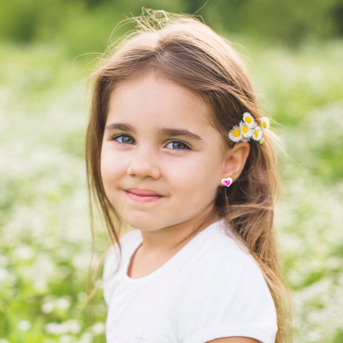 Elsa Floral Heart Stud MINI STACK Earrings in Gold Polymer Clay Earrings Adult or Kids