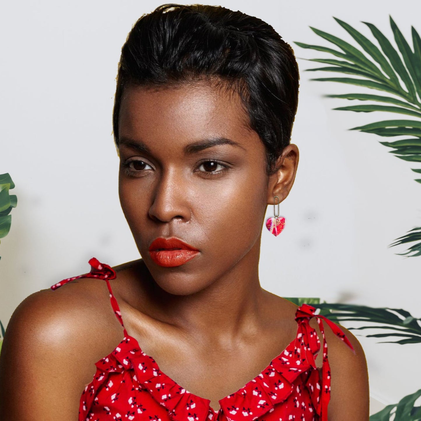 Elsa Modern Heart Drop Earrings in Gold