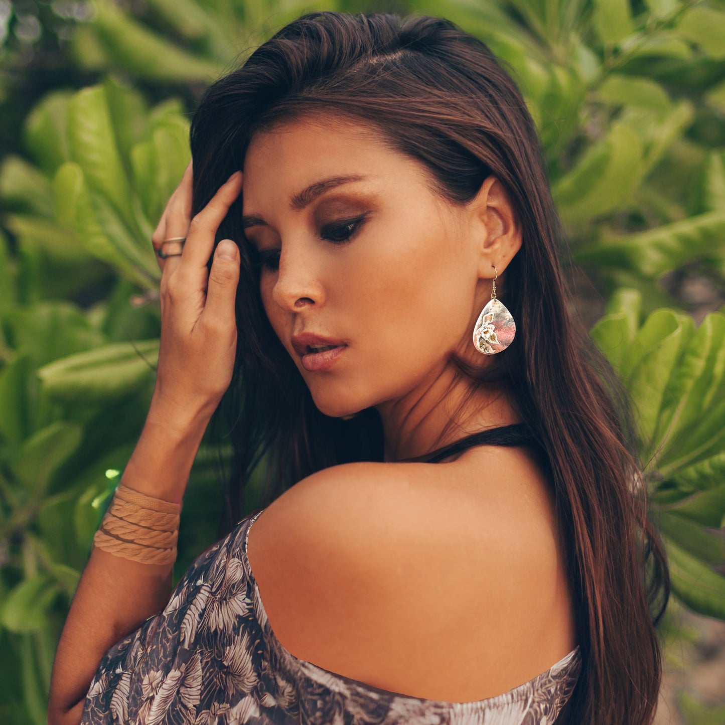 Erin Magnolia Drop Earrings with Austrian Crystals Polymer Earrings