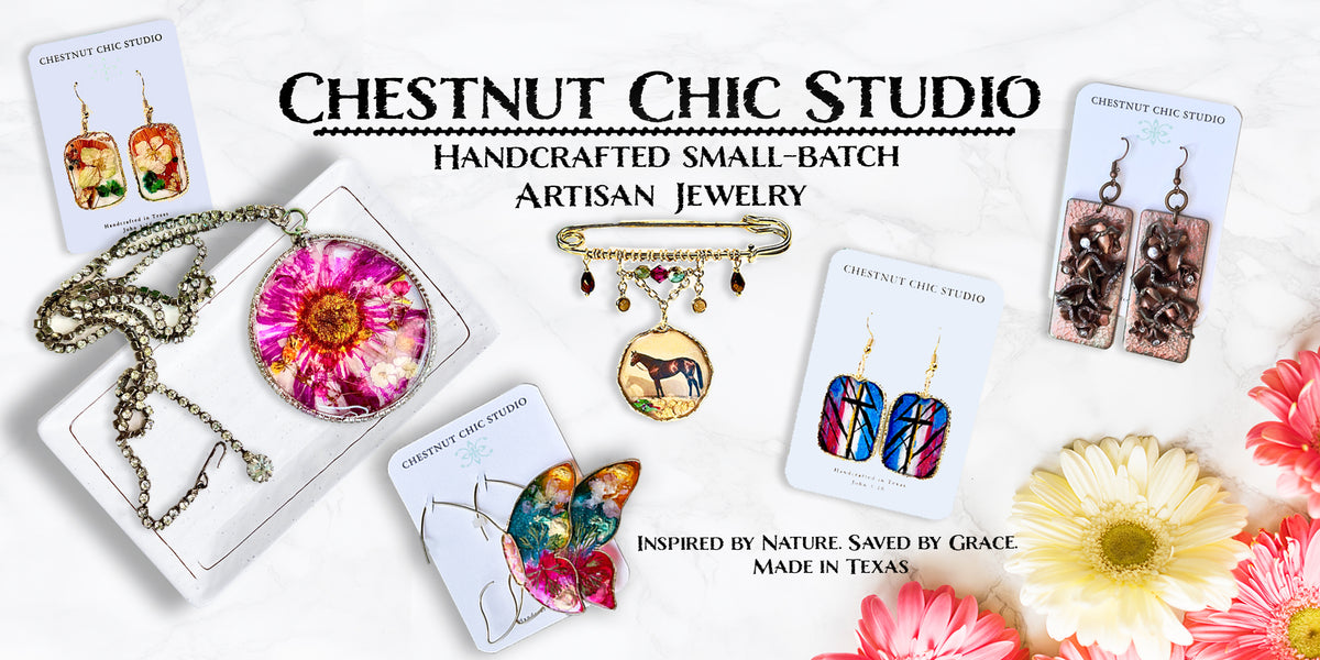 Handcrafted artisan jewelry by Chestnut Chic Studio — made in Texas