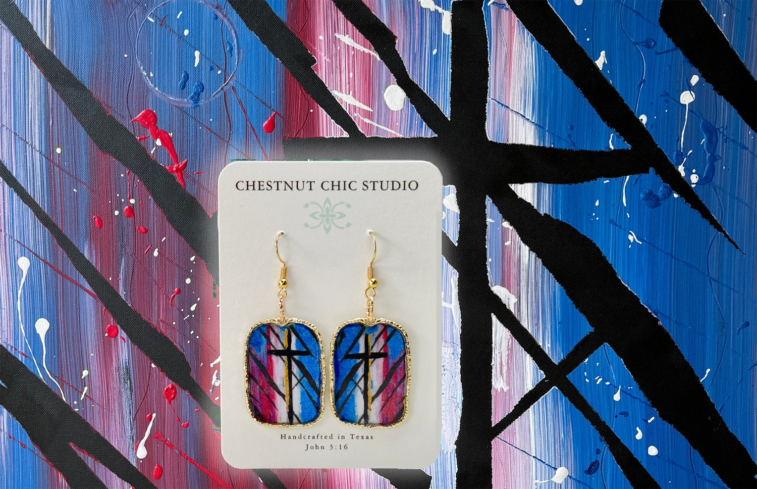 Christian Cross Earrings, Faith, Patriotic Jewelry