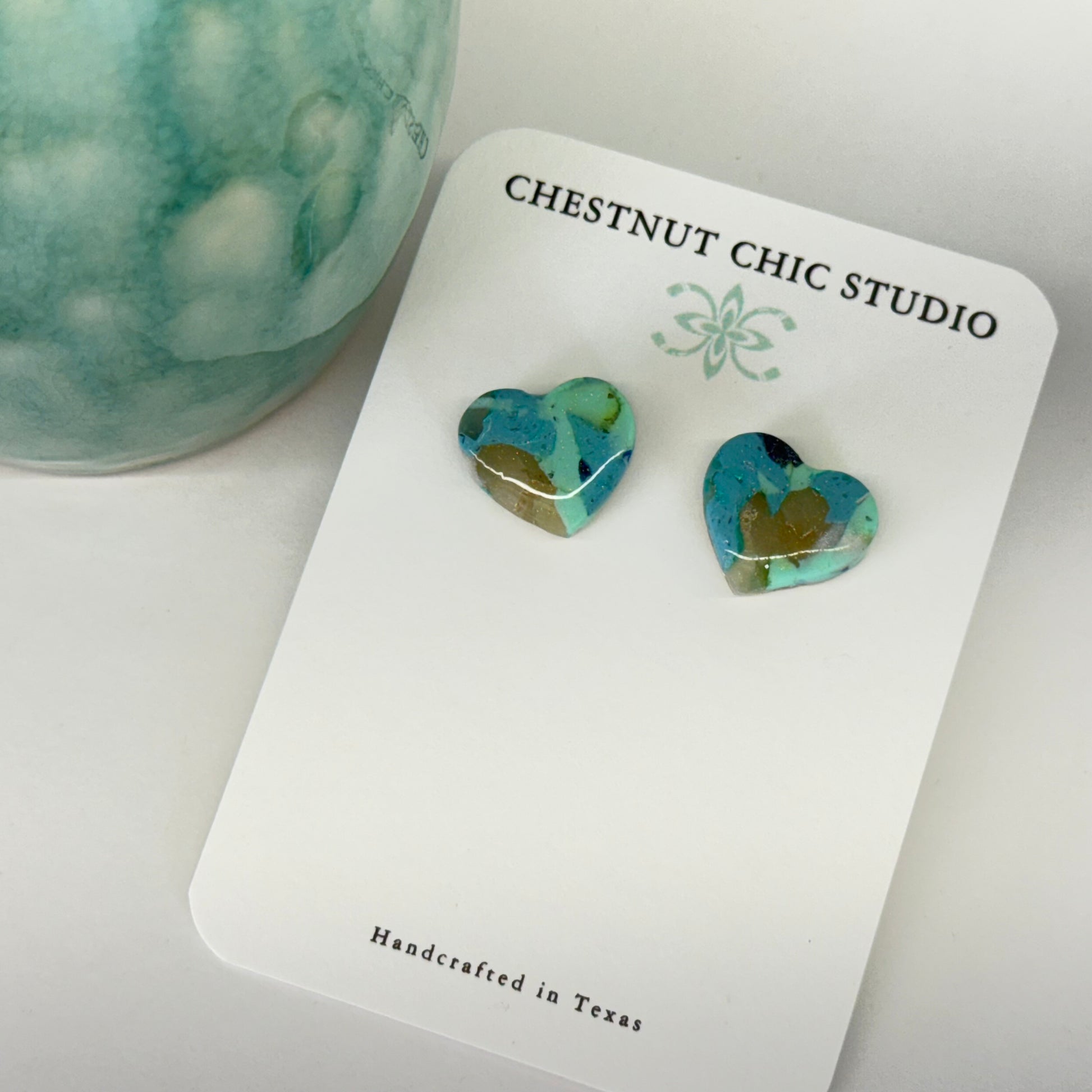 Texas Turquoise Small Heart Earrings 