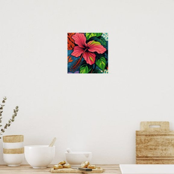 Bring the spirit of Hawaii into your space with this original artwork, inspired by my own photography of this brilliant Pink Hibiscus Flower. Vivid colors and playful energy make this piece a striking addition that brightens any room and compliments any decor.