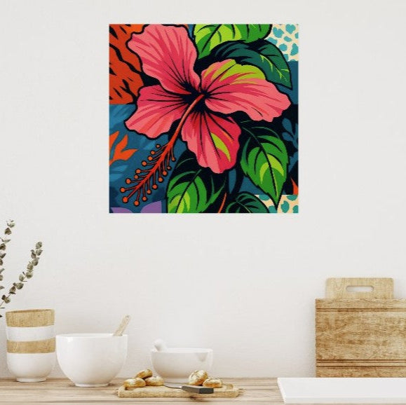 Bring the spirit of Hawaii into your space with this original artwork, inspired by my own photography of this brilliant Pink Hibiscus Flower. Vivid colors and playful energy make this piece a striking addition that brightens any room and compliments any decor.