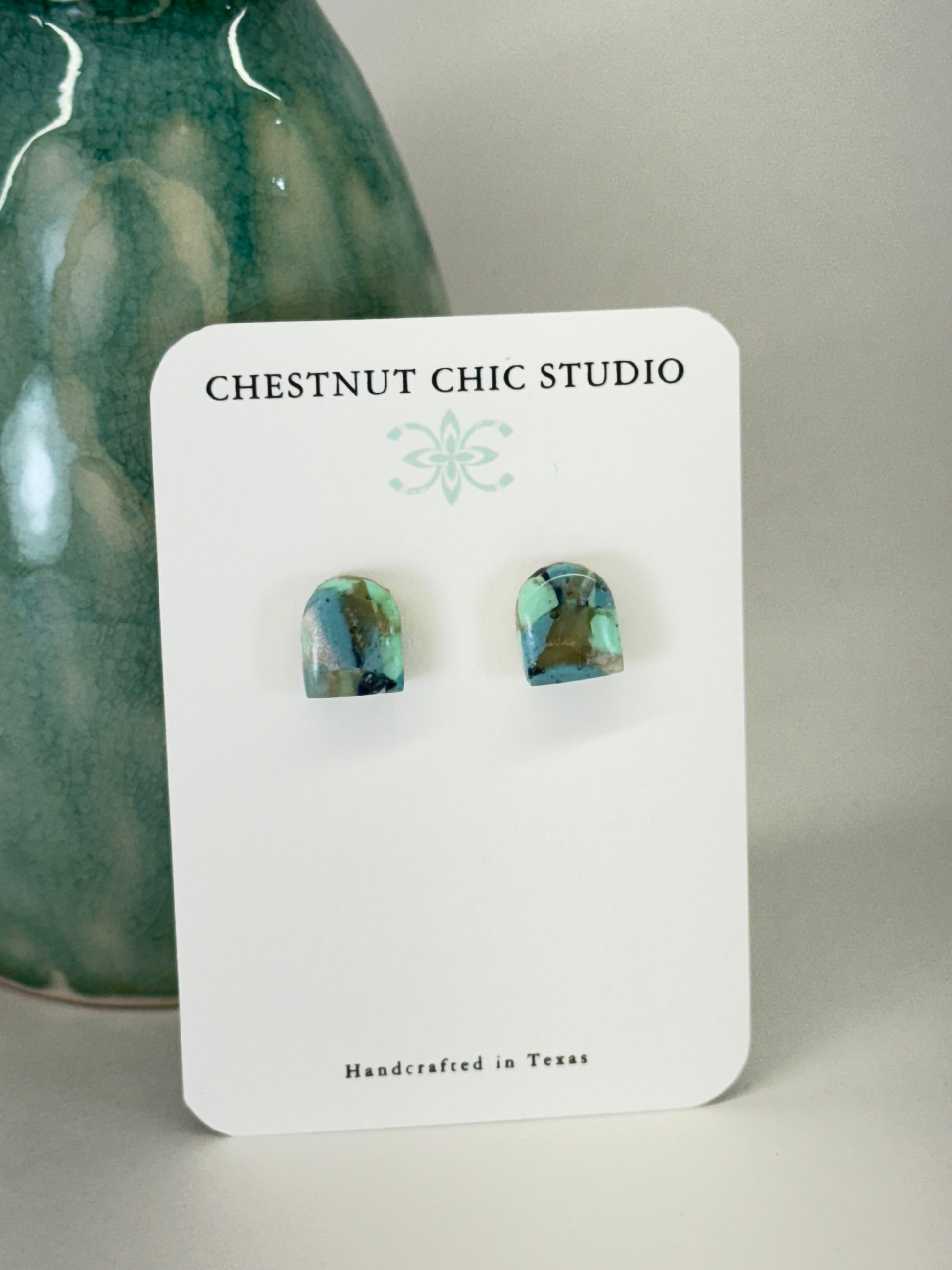 Texas Turquoise Arch Stud Earrings 