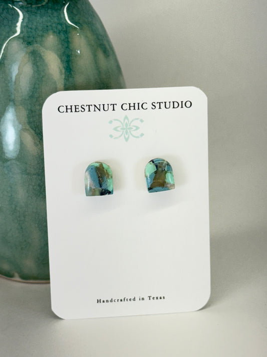 Texas Turquoise Arch Stud Earrings 