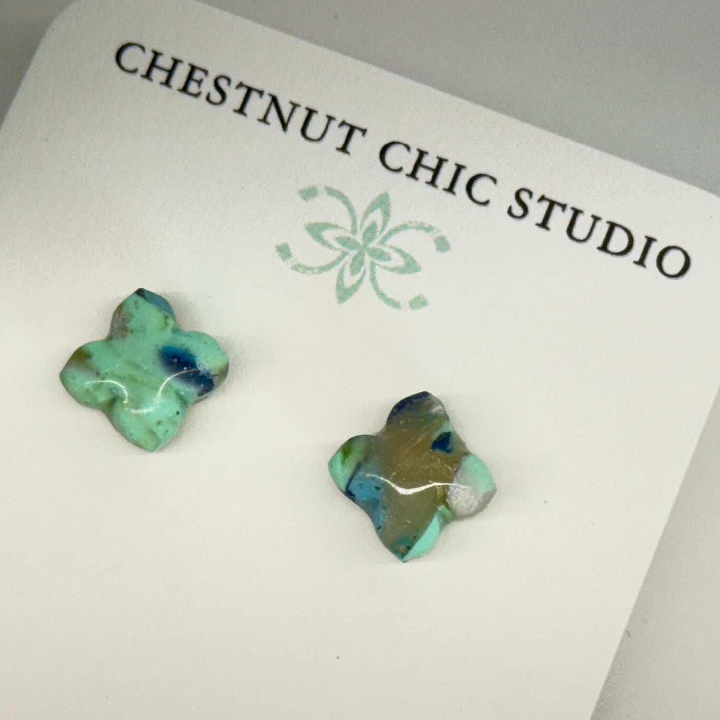 Texas Turquoise Florette Stud Earrings 3.1