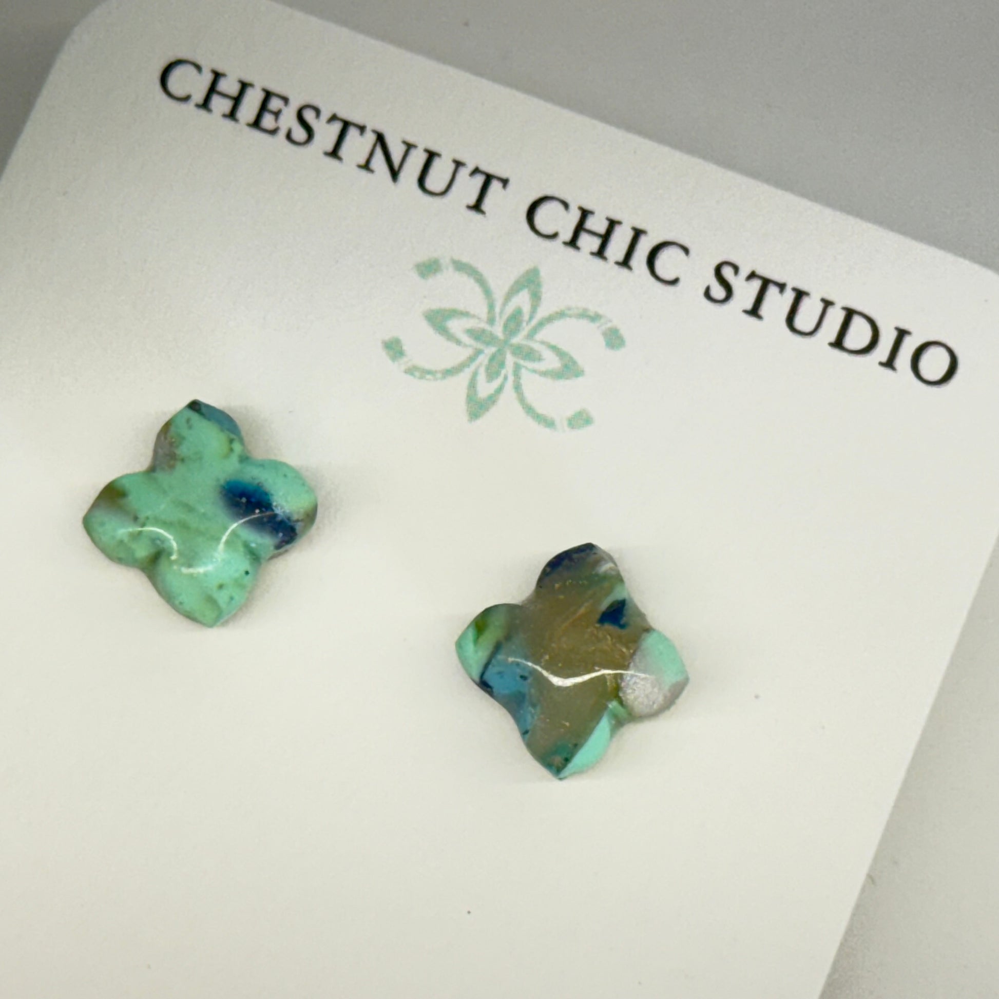 Texas Turquoise Florette Stud Earrings 3.1