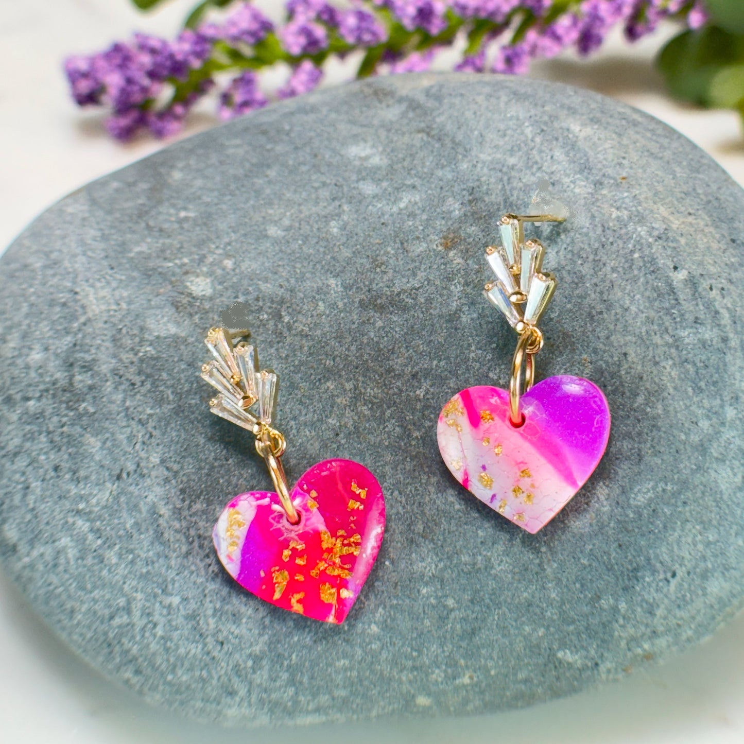 Alyssa Heart Drop Earrings in Gold