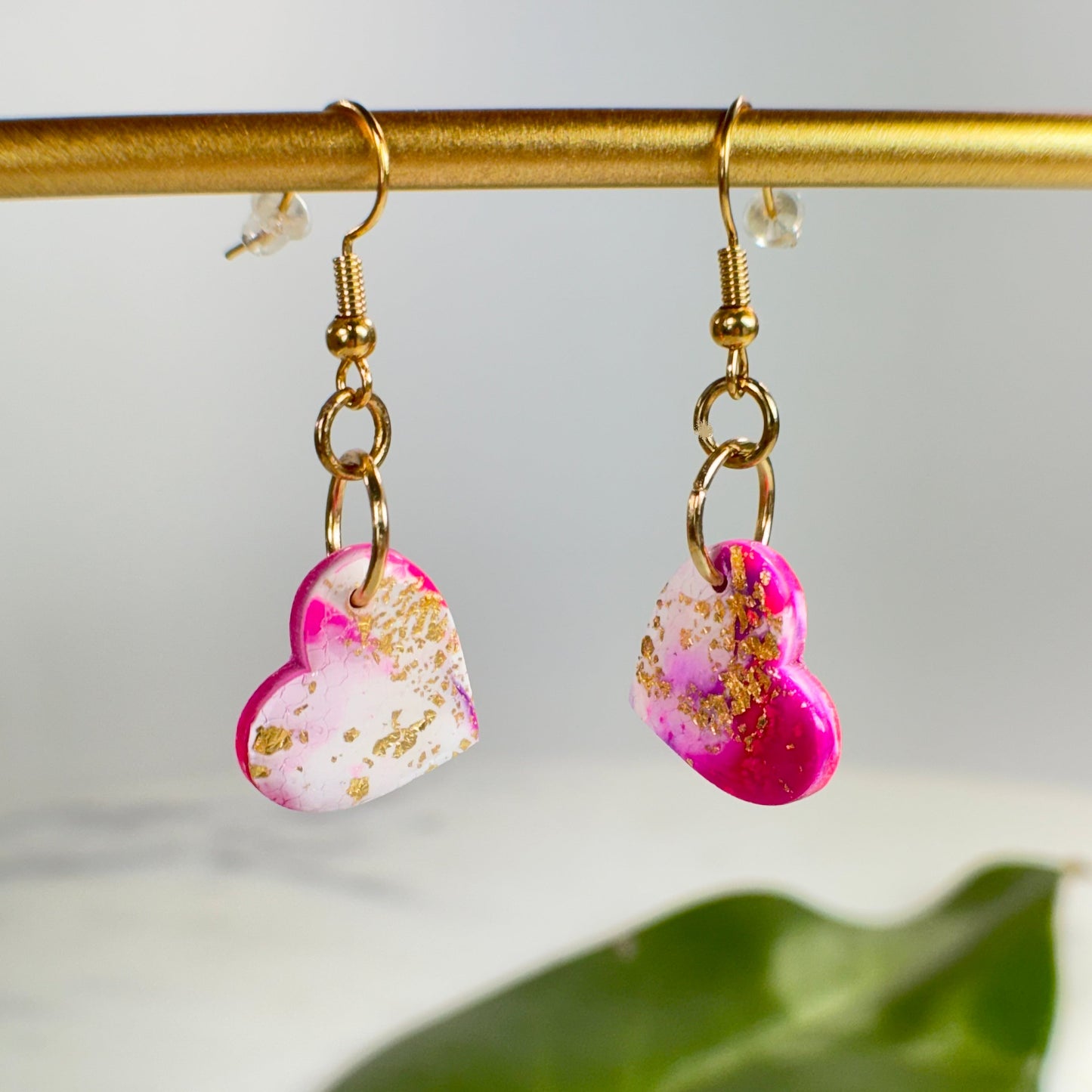 Anna Heart Drop Earrings in Gold Clay Earrings