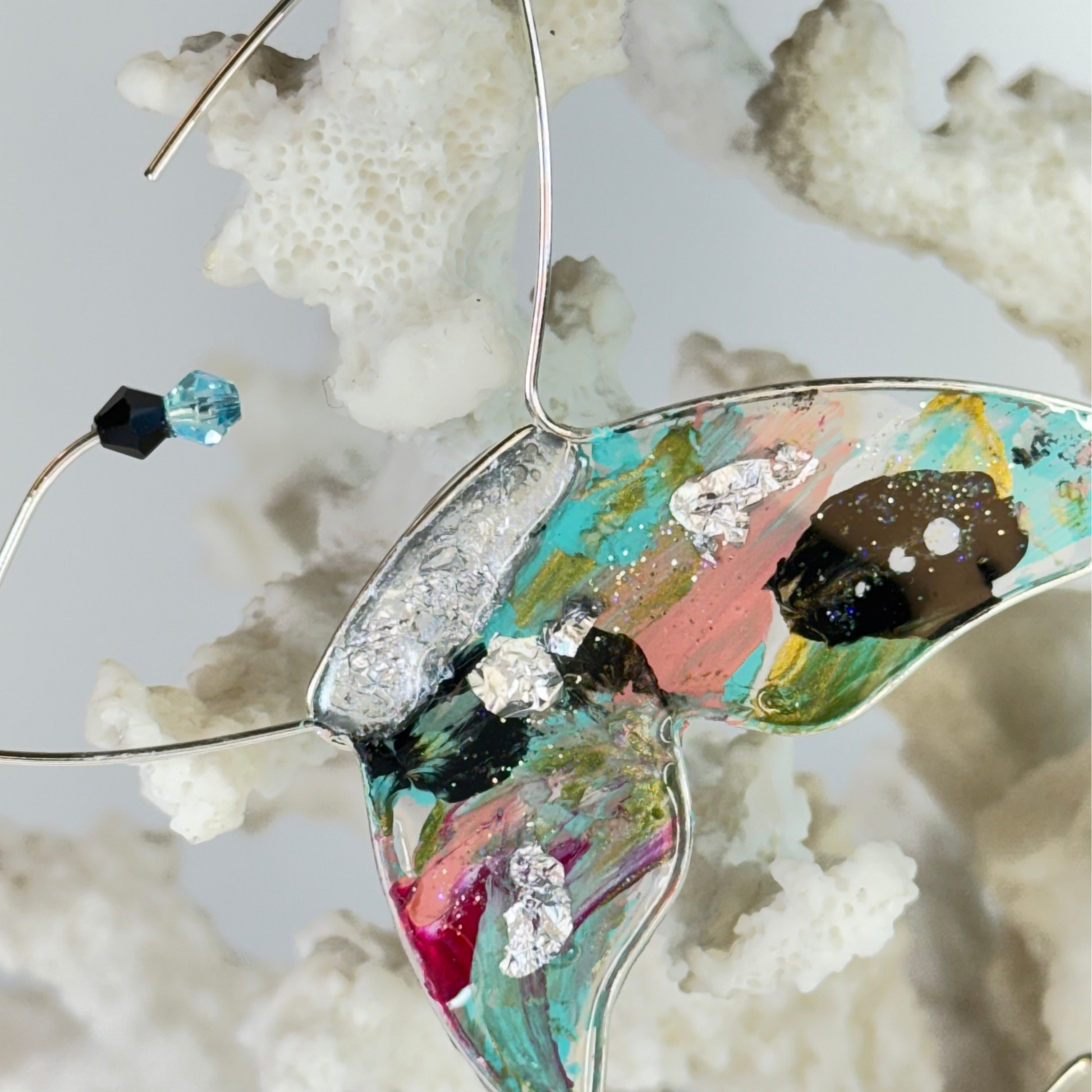 Butterfly Earrings Hand Painted Vintage 80’s Pop Earrings Chestnut Chic Studio 