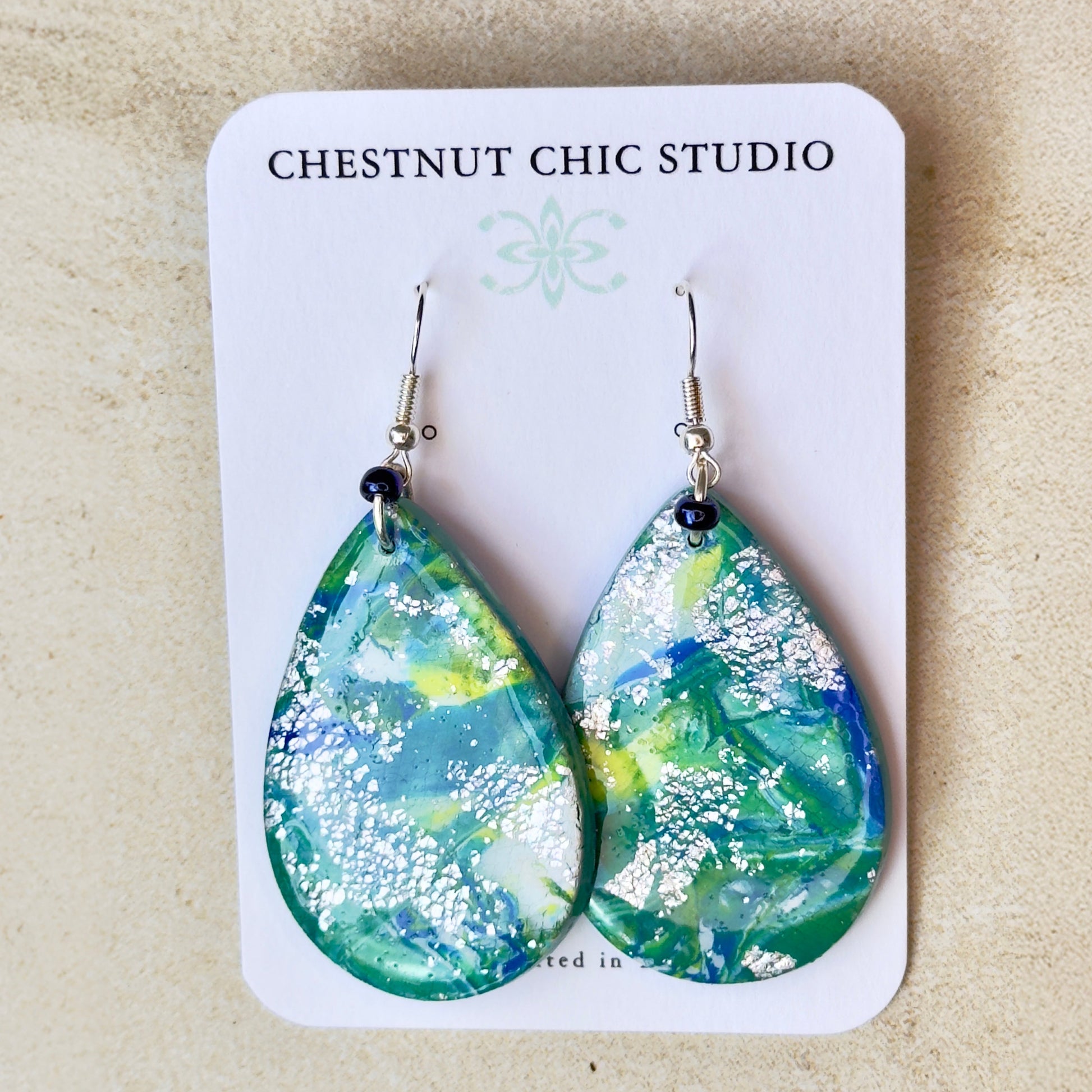Polymer Clay Earrings, Summer Earrings, Turquoise Green Earrings, Marble Green Earrings, Modern Earrings