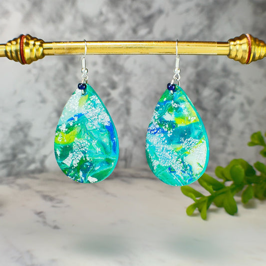 Austin Green Drop Earrings in Silver