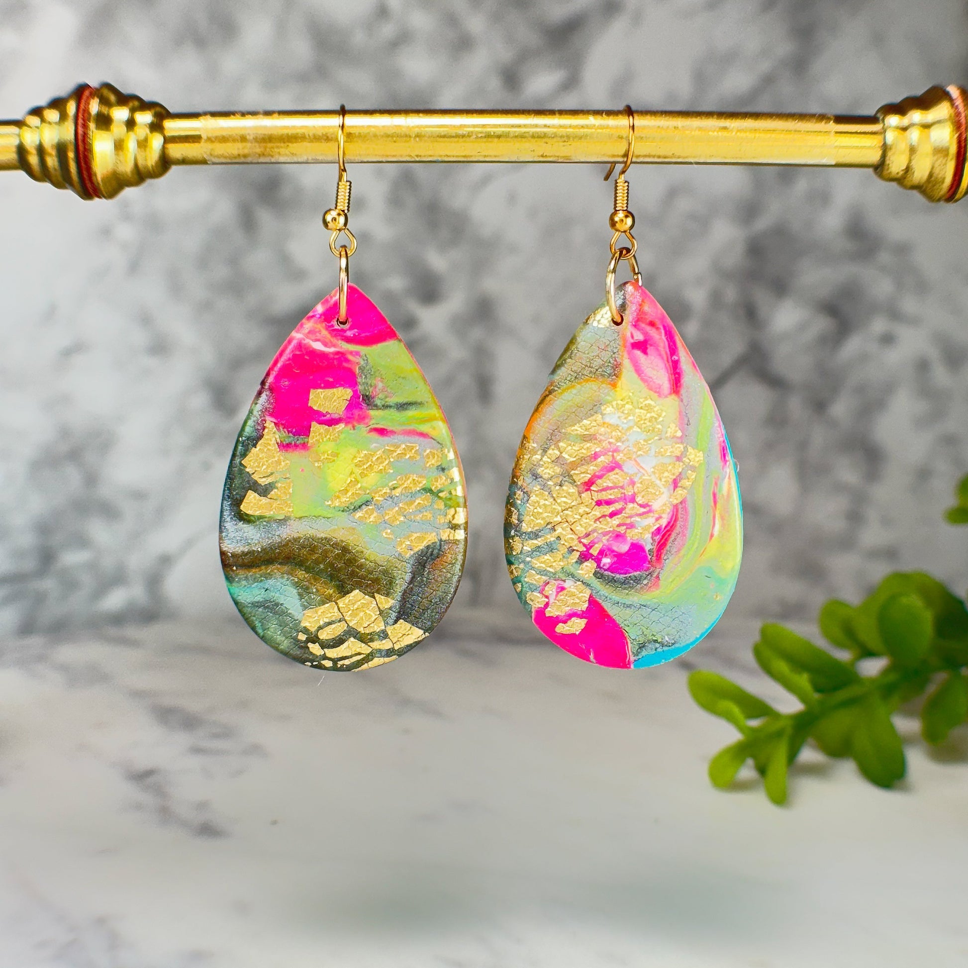 Austin Pink Drop Earrings in Gold