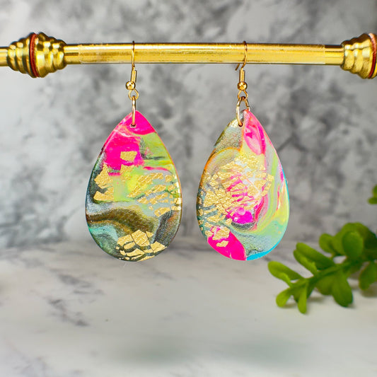Austin Pink Drop Earrings in Gold