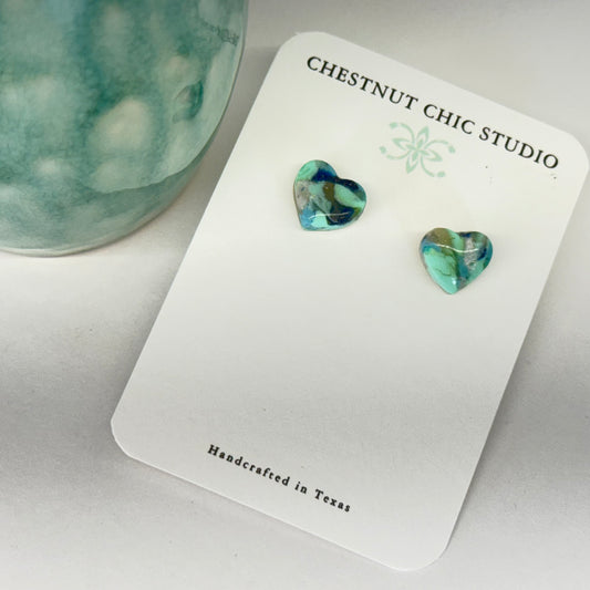 Texas Turquoise Mini Heart Earrings 