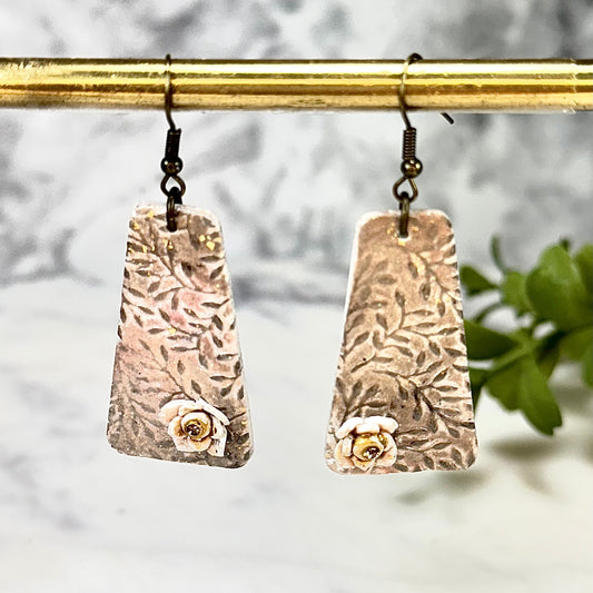 Catherine Magnolia Drop Earrings with Swarovski Crystals Polymer Clay Earrings