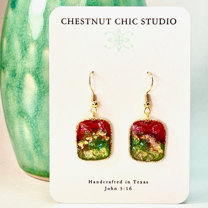 Christmas Red Green & Gold Sparkle Earrings Chestnut Chic Studio