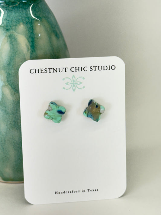 Texas Turquoise Florette Stud Earrings 