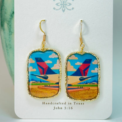 Delta Air Lines Inspired Airplane Tail Widget Logo Earrings