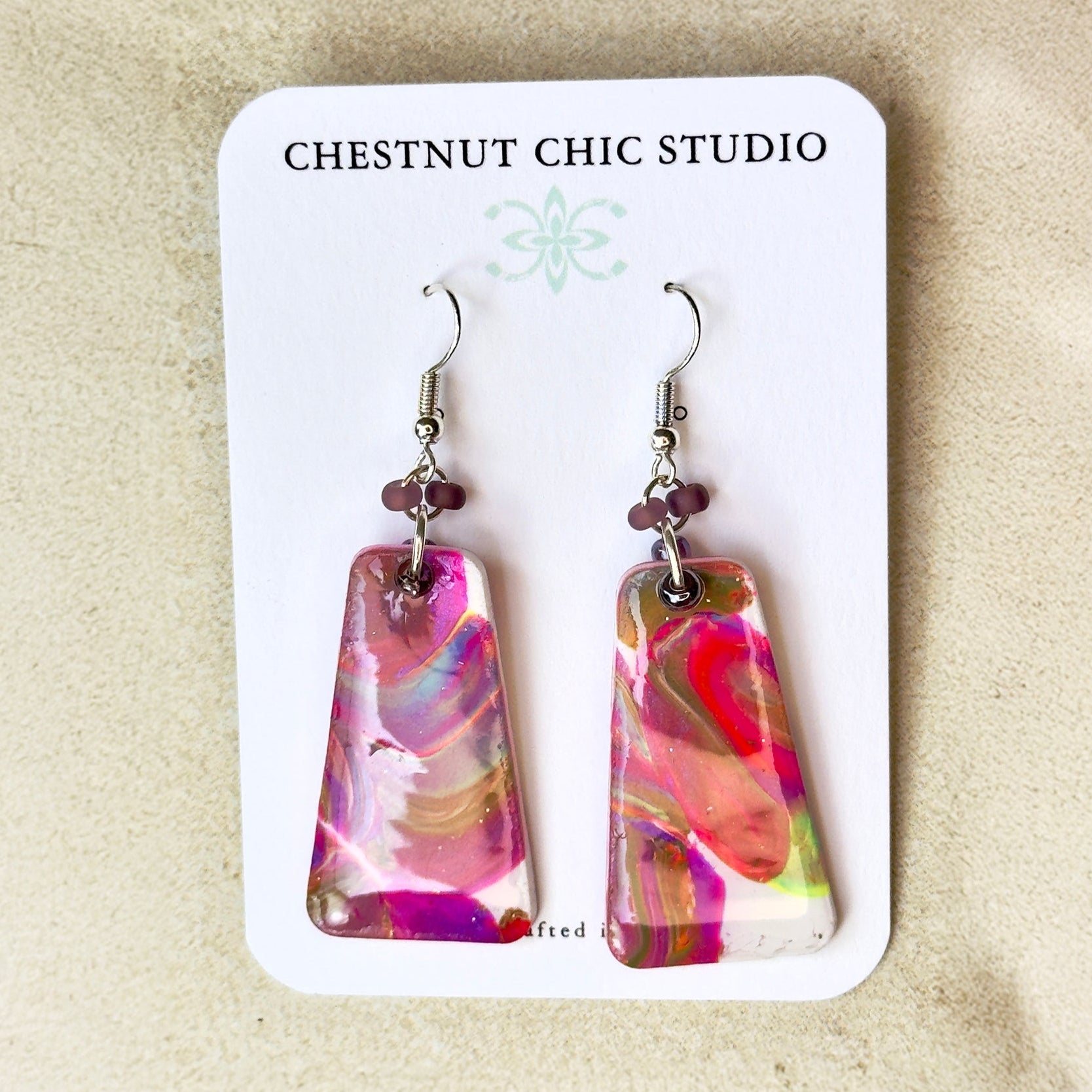 Pink Swirl Earrings, Polymer Clay Earrings, Spring Earrings, Gift Earrings