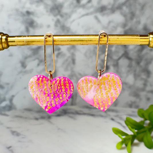 Elsa Floral Heart Drop Earrings in Gold