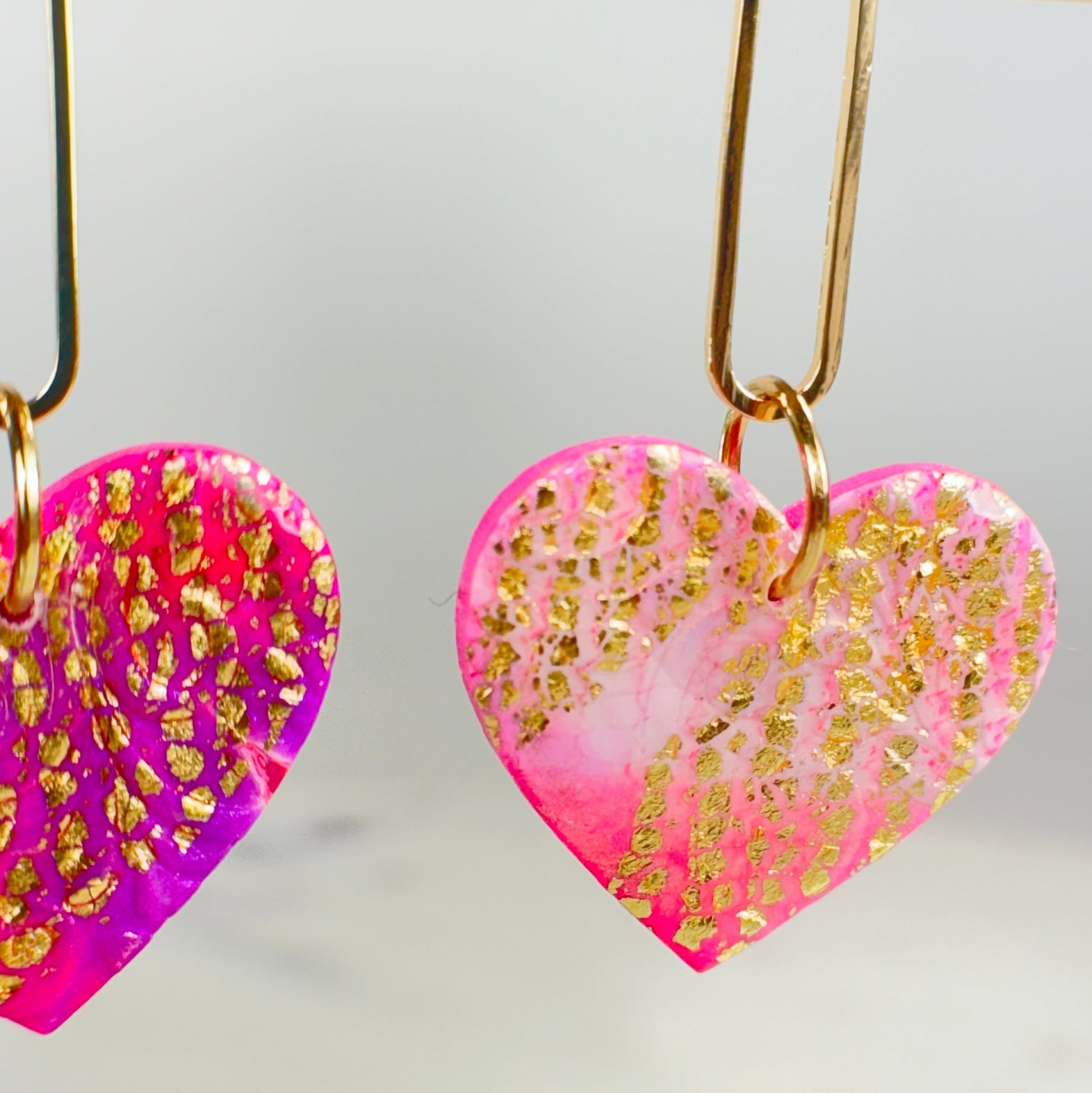 Elsa Floral Heart Drop Earrings in Gold