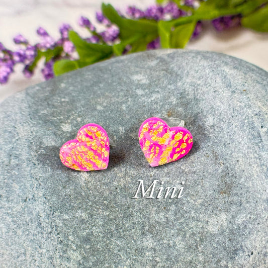 Elsa Floral Heart Stud MINI Earrings in Gold