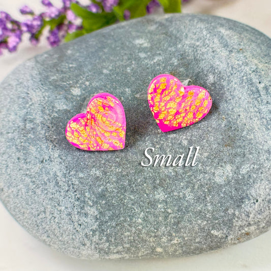 Elsa Floral Heart Stud SMALL Earrings in Gold