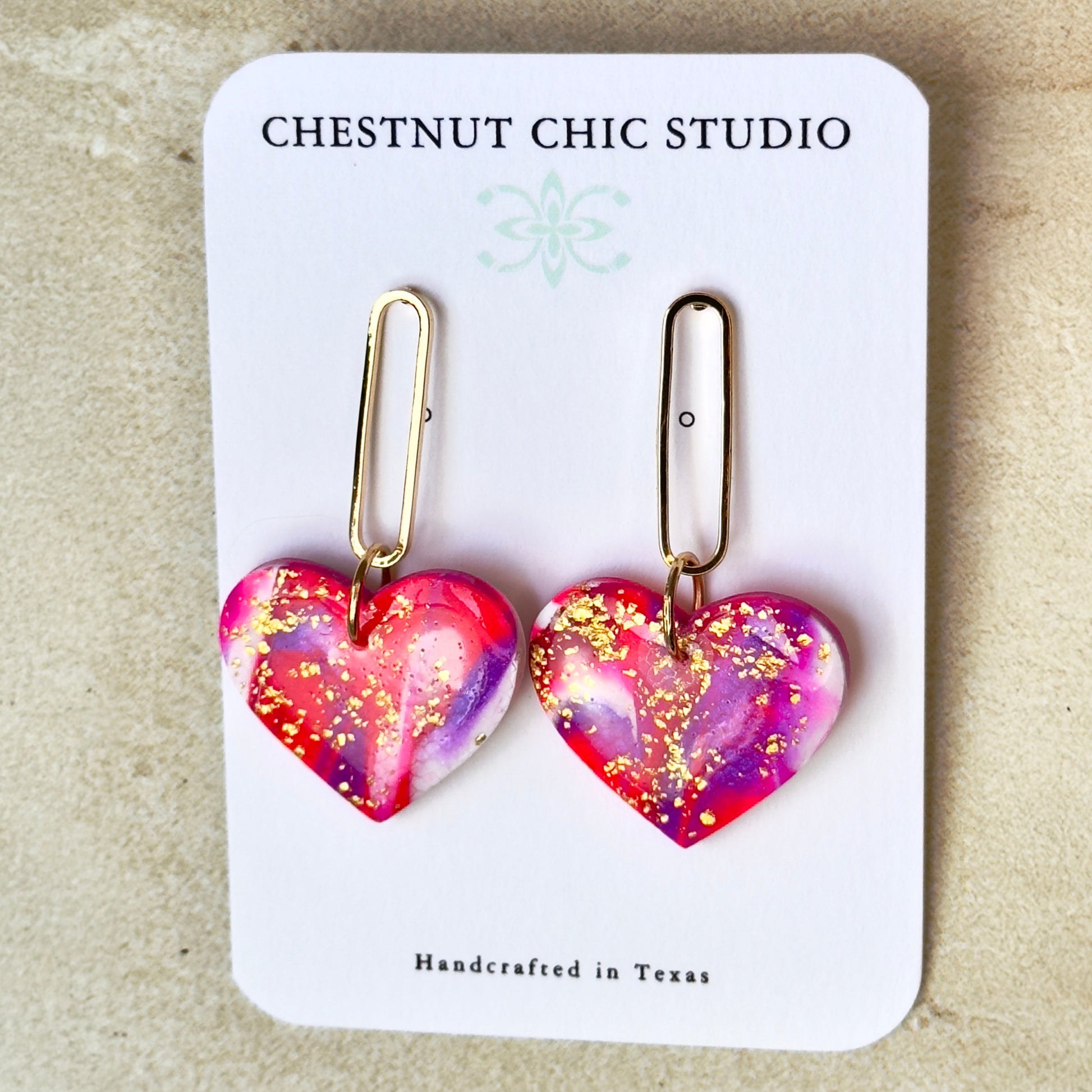 Polymer Clay Earrings, Heart Earrings, Floral Heart Earrings