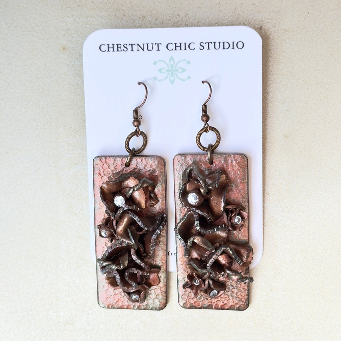 Copper Polymer Clay Earrings, Modern Earrings