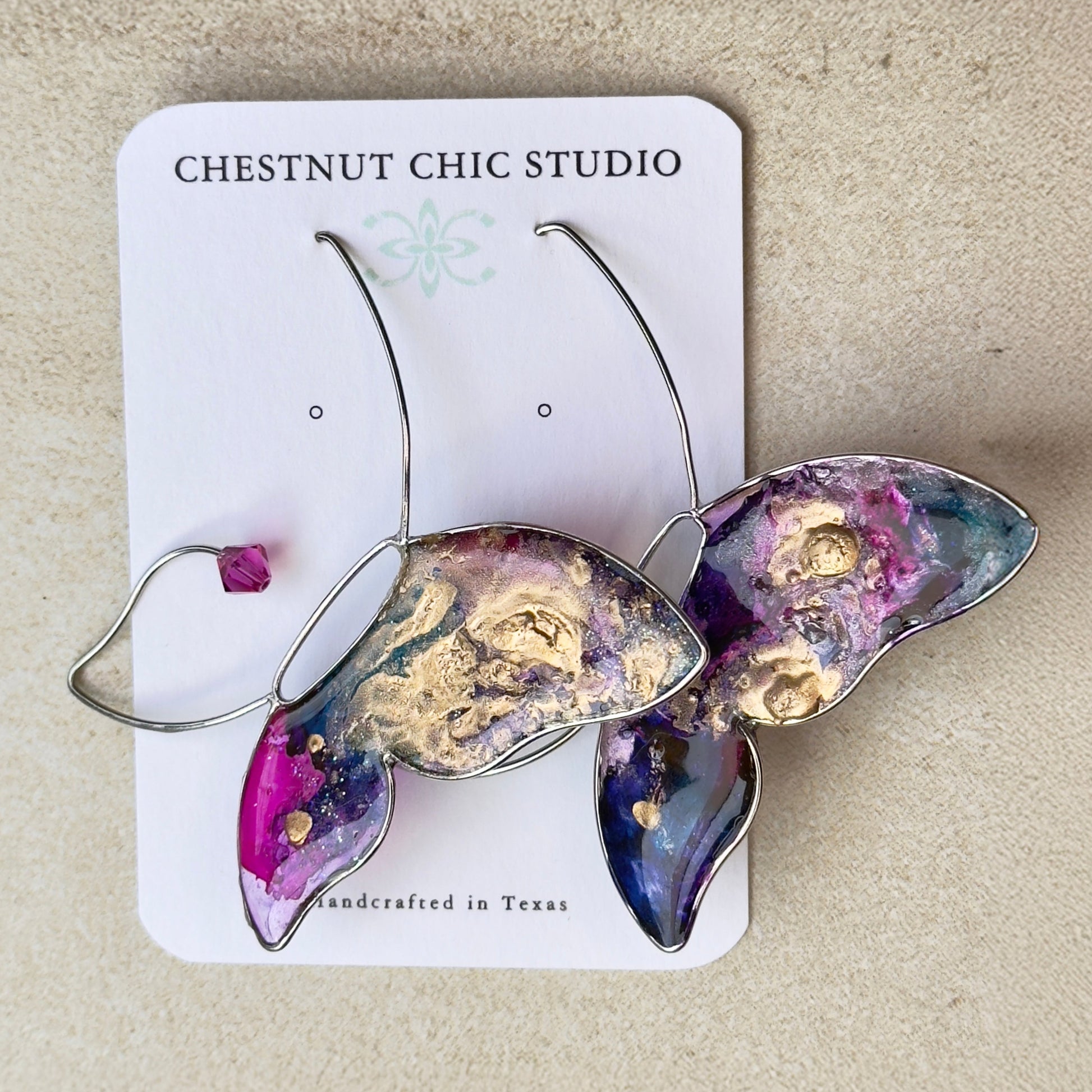 Butterfly Earrings, Stained Glass Earrings, Multi-Colored Butterfly Earrings