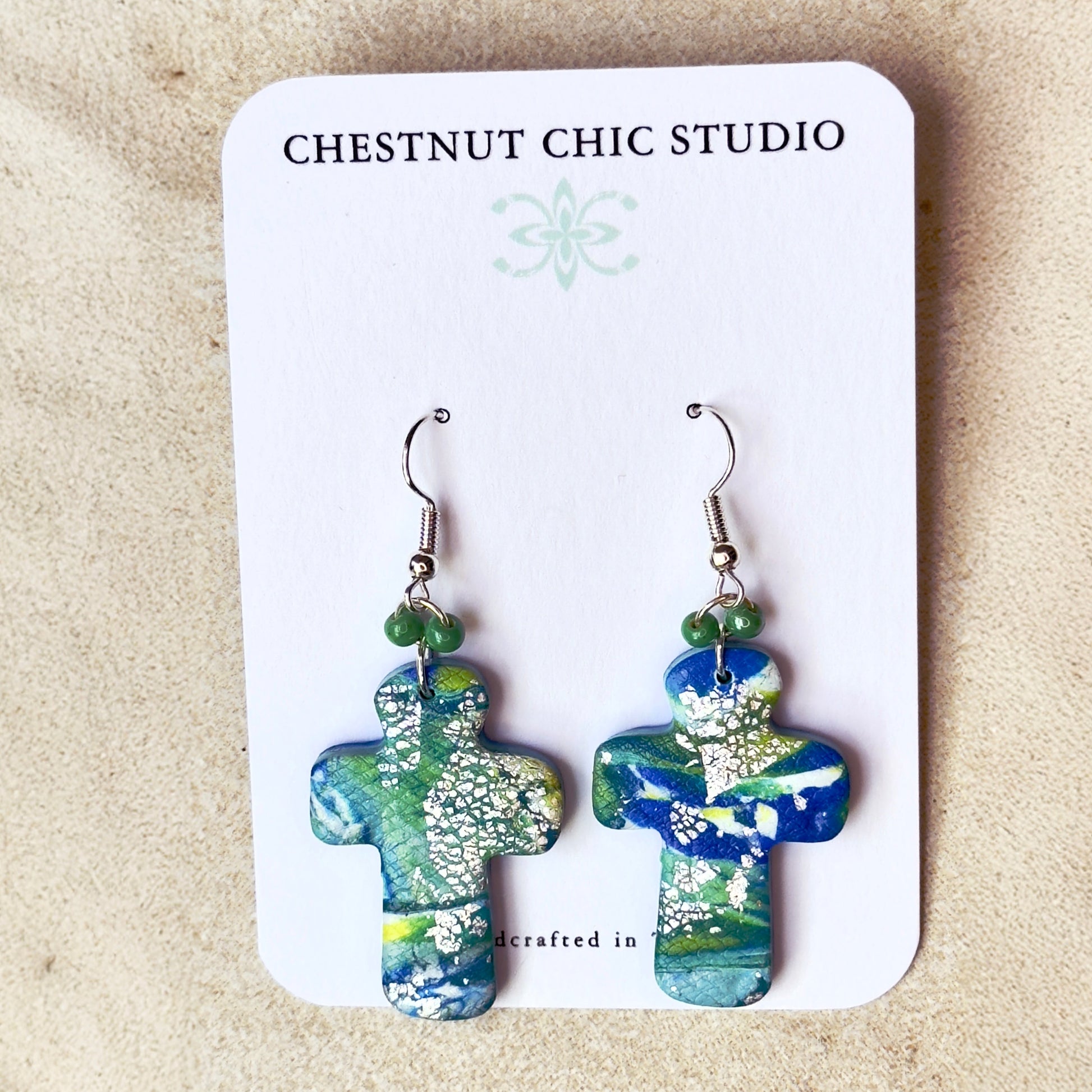 Cross Earrings, Fun Cross Earrings, Polymer Clay Earrings, Cross Jewelry