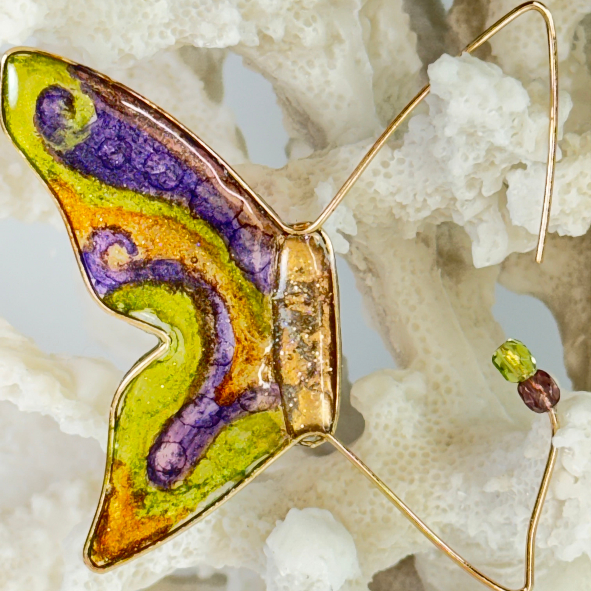 Butterfly Mardi Gras Earrings Hand Painted Chestnut Chic Studio