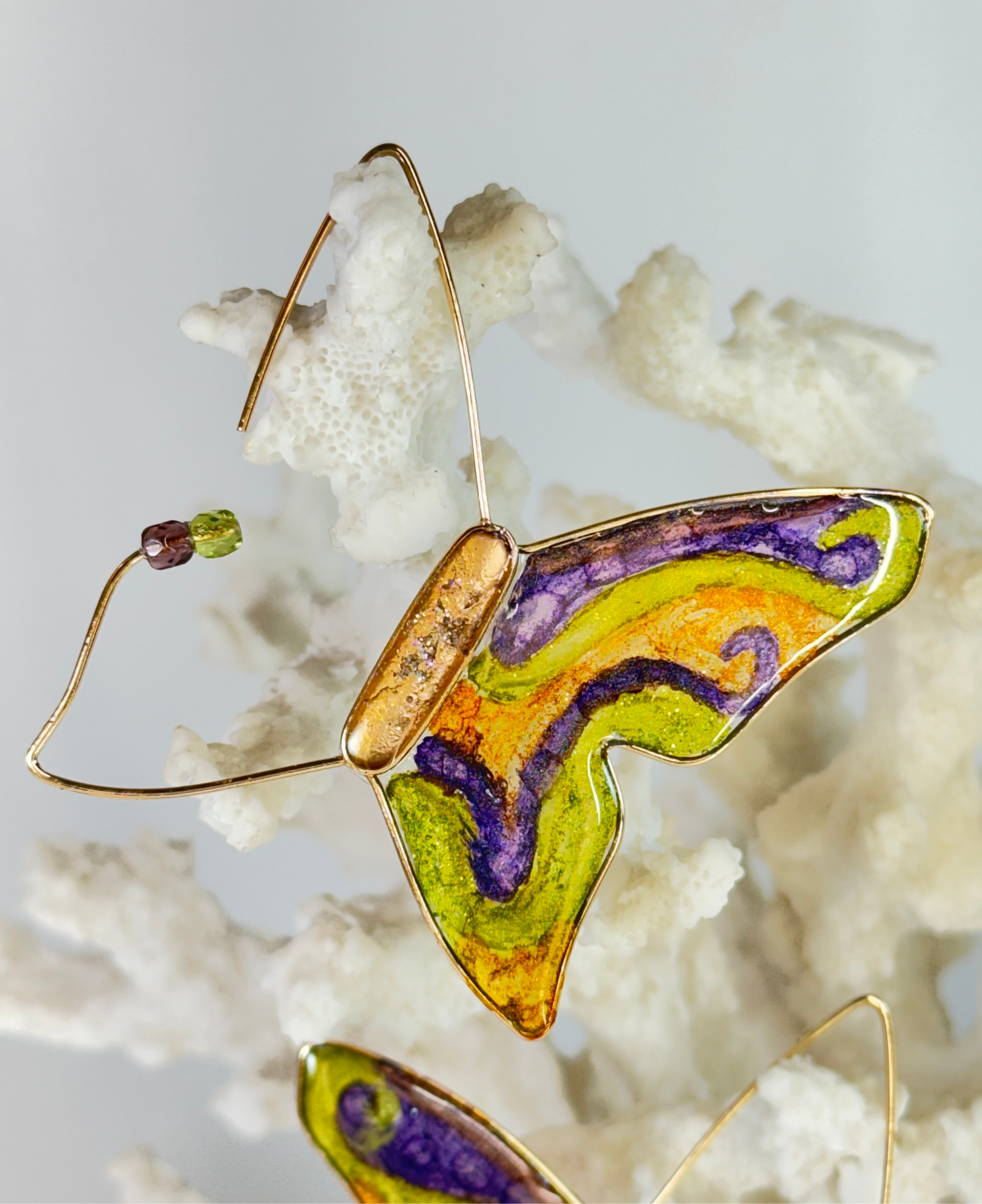 Hand Painted Butterfly Mardi Gras Earrings Chestnut Chic Studio