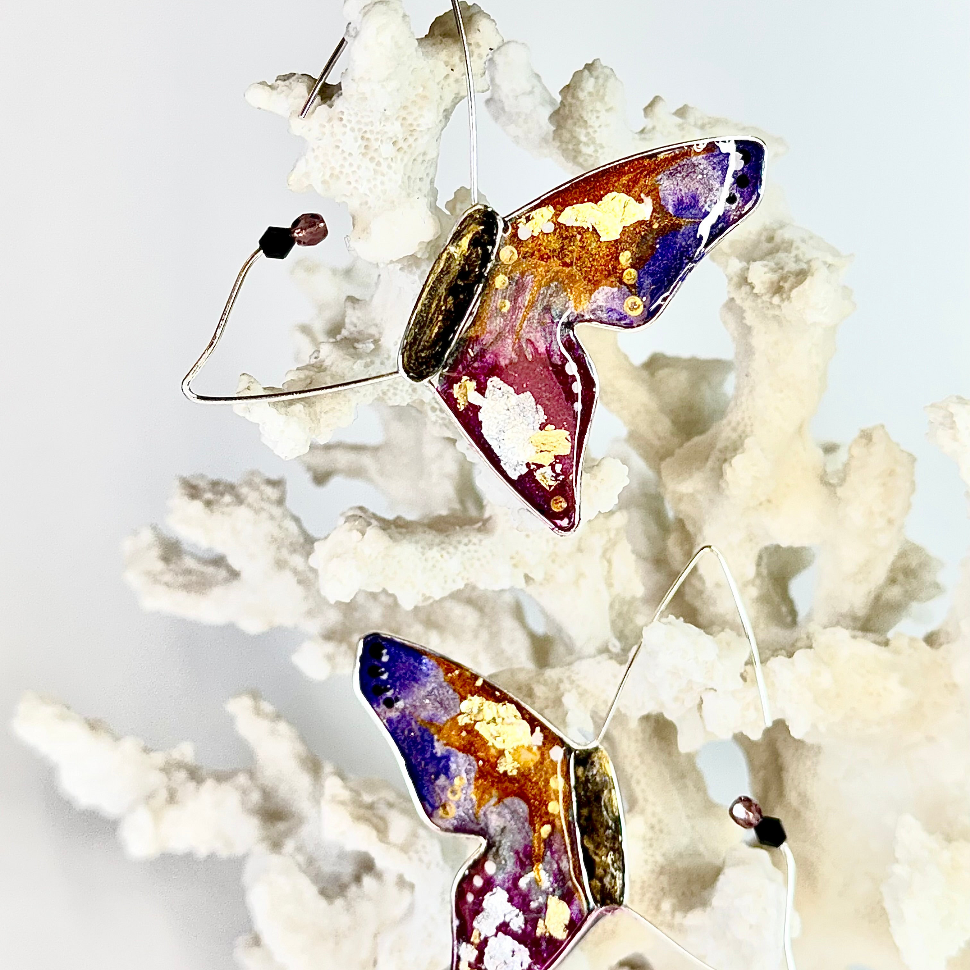 Hand Painted Art Deco Butterfly Earrings Chestnut Chic Studio 