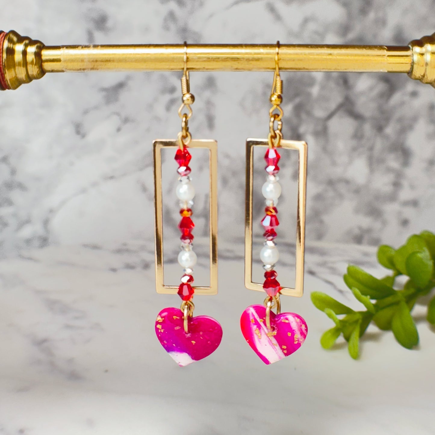 Melina Geo Heart Drop Earrings in Gold
