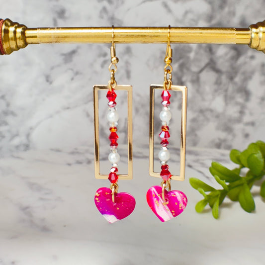 Melina Geo Heart Drop Earrings in Gold