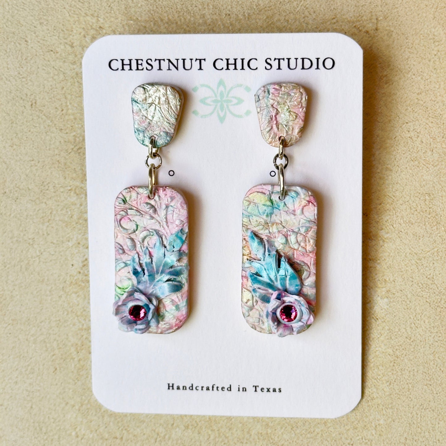 Mila Cotton Candy Pastel Drop Earrings with Swarovski Crystals