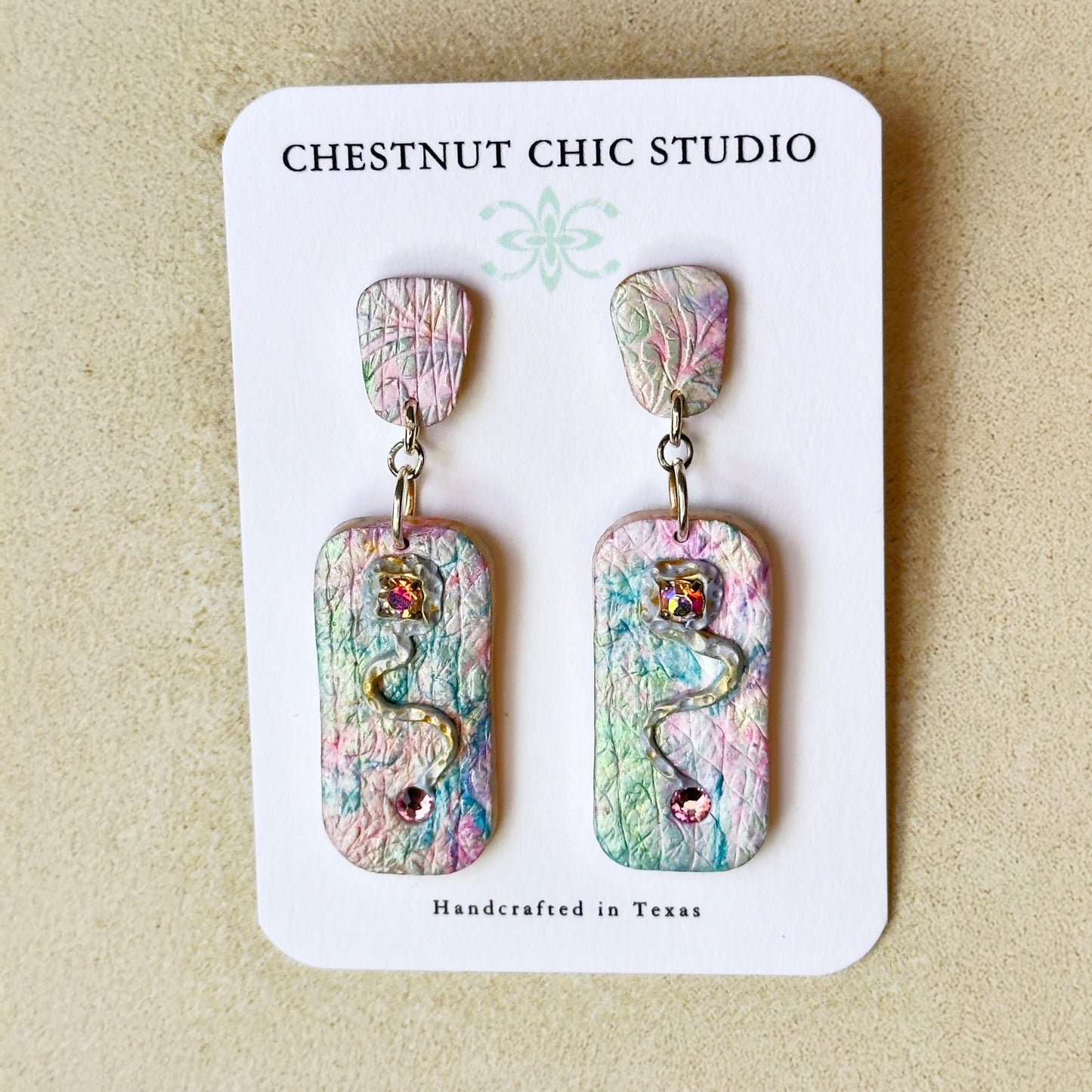 Mila Cotton Candy Pastel Drop Earrings with Swarovski Crystals