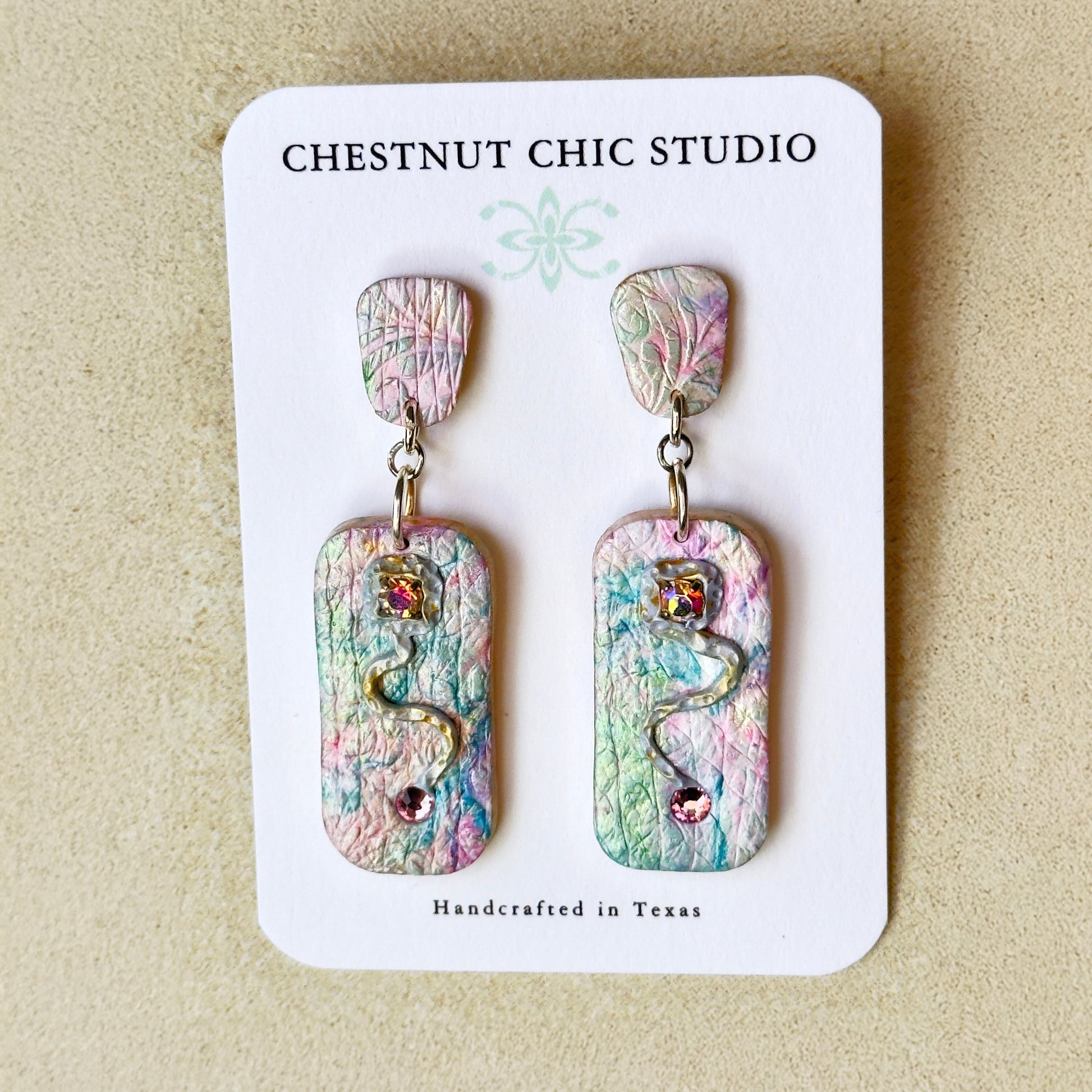 Mila Cotton Candy Pastel Drop Earrings with Swarovski Crystals